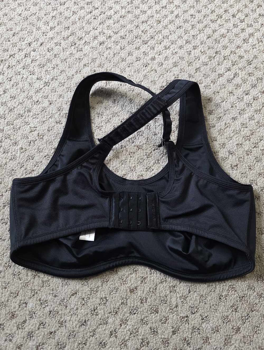 Black High-Support Sports Bra with Adjustable Cross Straps - Picture 2 of 5